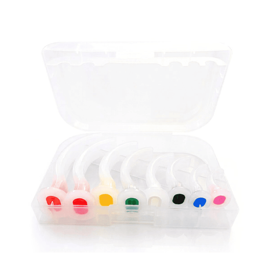 Set De 8 Cánulas Guedel Rígidas Con Clave De Color No.00 (40 Mm) A No.6 (110 Mm), En Estuche De Plástico Rígido - 8 piezas - Marca Respifix