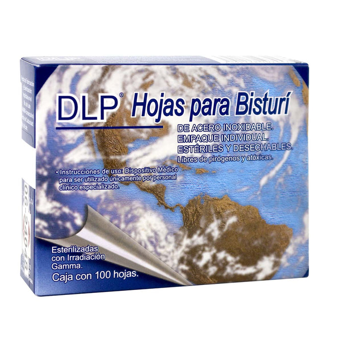 Caja con 100 hojas para bisturí de acero inoxidable, número 12