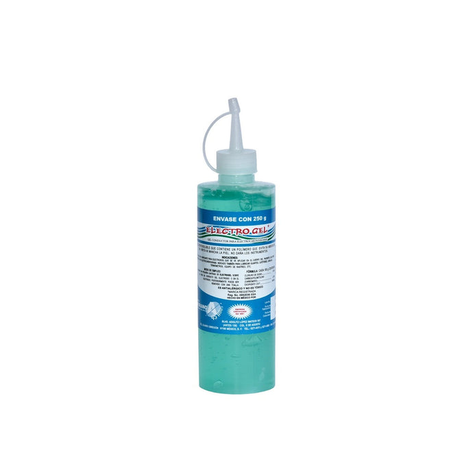 Botella de 250 gramos de gel conductor para electrocardiogramas y ultrasonido
