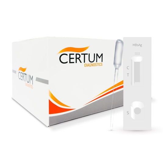 Prueba para detección del Antígeno de Hepatitis B (HBsAg) en cassette - Caja con 40 piezas - marca Certum