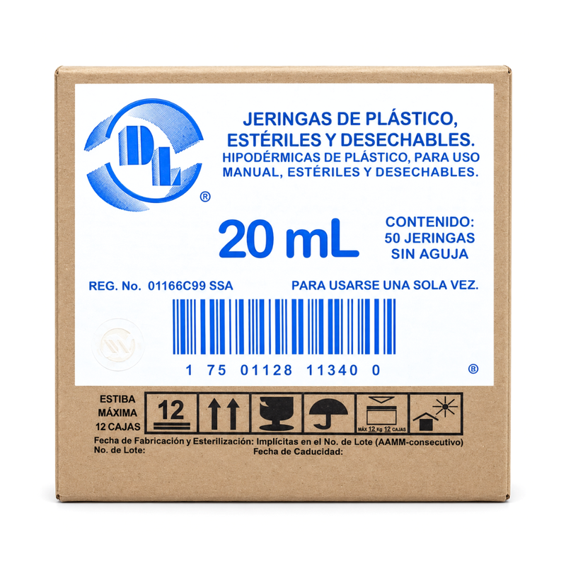 Cargue la imagen en el visor de la galería, Jeringa esteril y desechable sin aguja 20ml con 50 piezas marca DL

