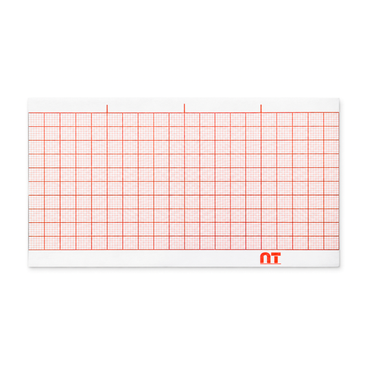 Papel graficado en rojo. Medidas: 5cm*10cm Doblado en Z de 300 hojas. Para Nihon Kohden FQS50-3-100. marca NT