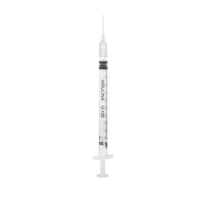 Caja con 200 jeringas para insulina de 1ml con aguja 29G x 13mm