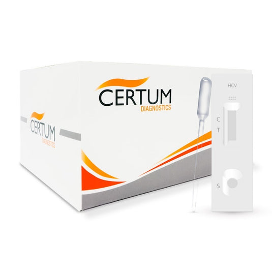 Prueba para detección de Anticuerpos de Hepatitis C en cassette - Caja con 40 piezas - marca Certum