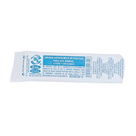 Jeringa Estéril Desechable De 3 ML Caja con 100 Jeringas Estériles