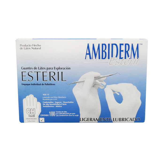 Guante Ambiderm Estéril De Latex Chico Caja con 100 piezas