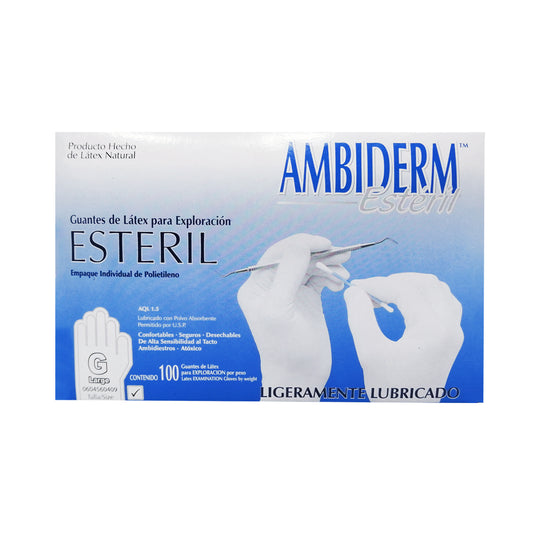 Guante Ambiderm Estéril De Latex Caja con 100 piezas