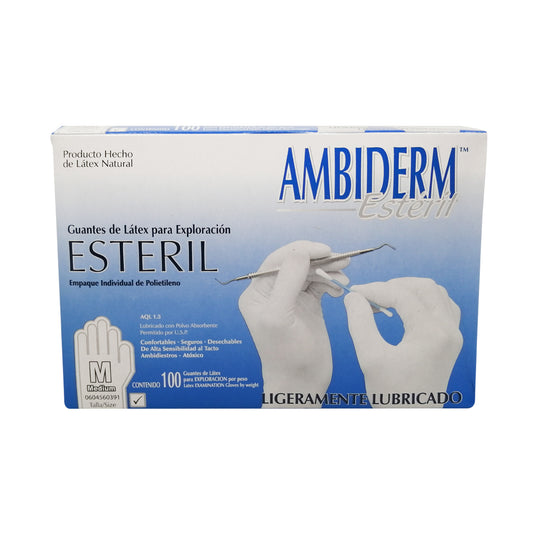 Guante Ambiderm Estéril De Latex Caja con 100 piezas