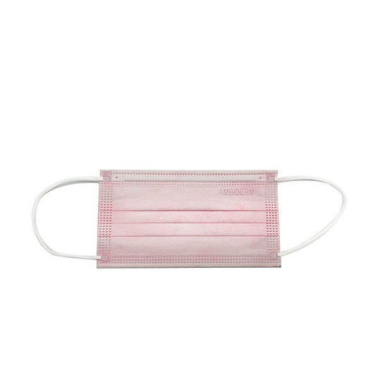 Cubrebocas Ambiderm De 3 Pliegues C/Elástico Rosa Caja C/50 Piezas