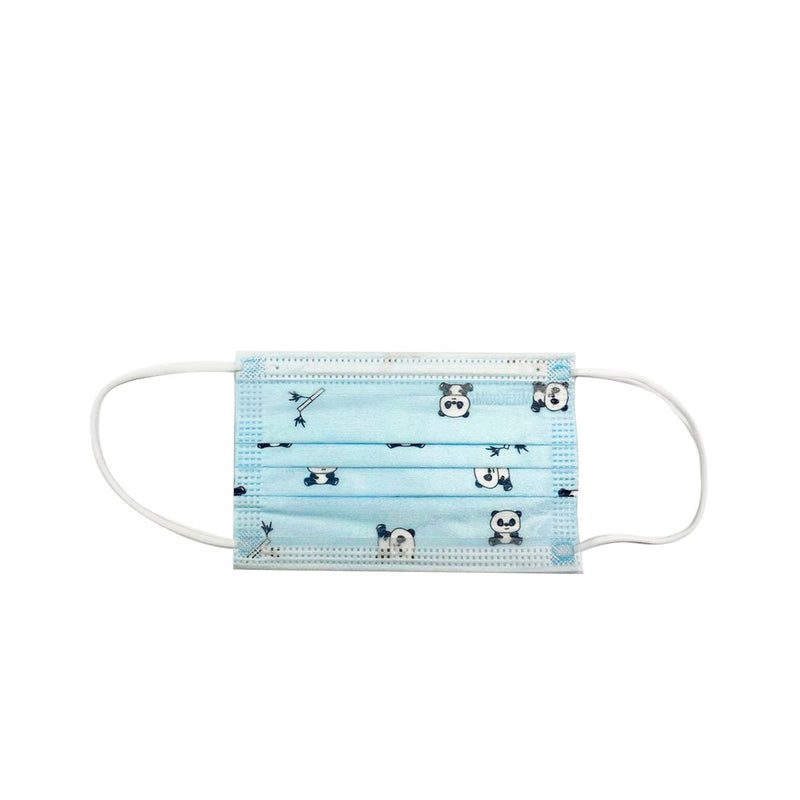Cargue la imagen en el visor de la galería, Cubrebocas Ambiderm De 3 Pliegues Infantil C/Elástico Azul con Pandas Caja C/50 Piezas
