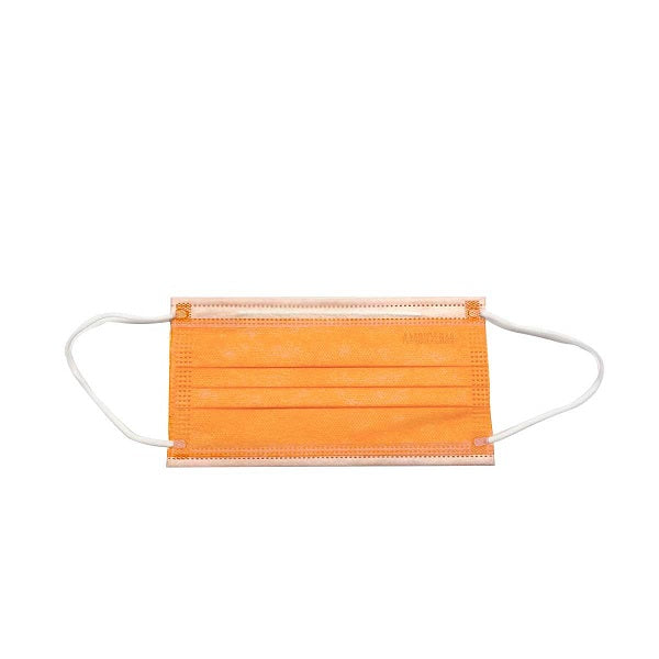 Cargue la imagen en el visor de la galería, Cubrebocas Ambiderm De 3 Pliegues C/Elástico Naranja Caja C/50 Piezas
