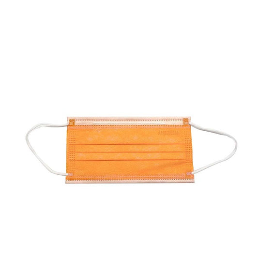 Cubrebocas Ambiderm De 3 Pliegues C/Elástico Naranja Caja C/50 Piezas