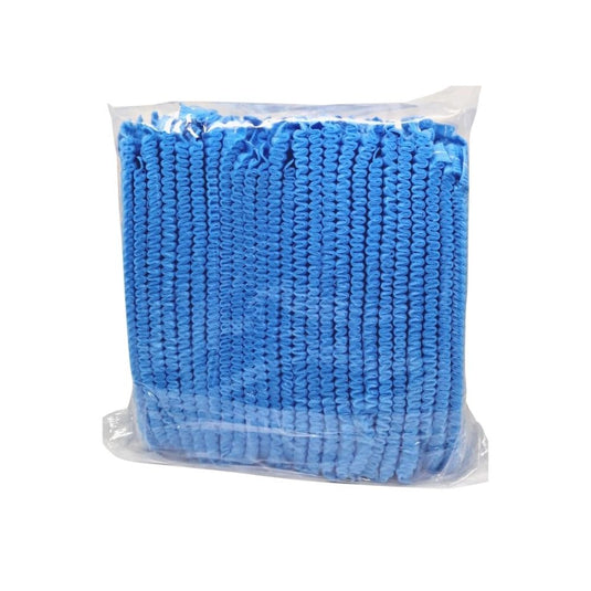 Gorro Ambiderm para paciente en su forma plisada y compacta color azul.