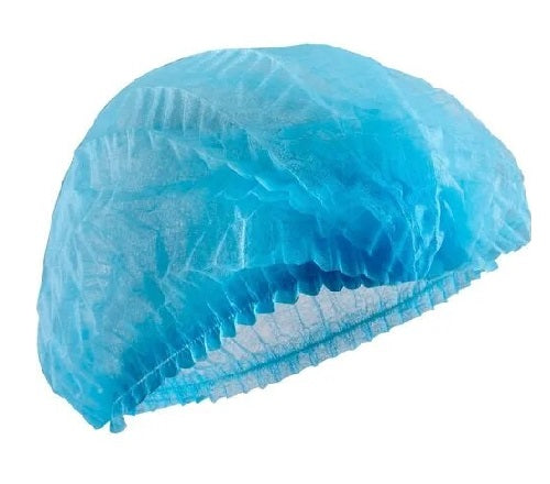 Gorro Ambiderm de polipropileno color azul expandido en su forma tipo hongo